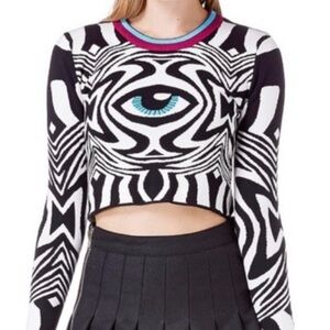 UNIF Black and White Eye Design Crop Top